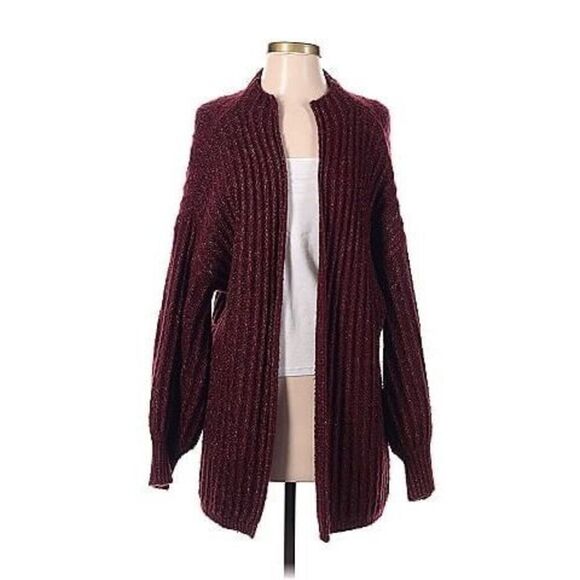 Truly Madly Deeply Color Block Burgundy Cardigan Size XS - Picture 1 of 6